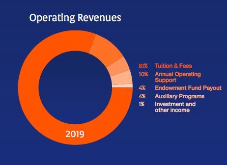 A pie-chart breakdown of Latin's revenue in 2019, per their annual report