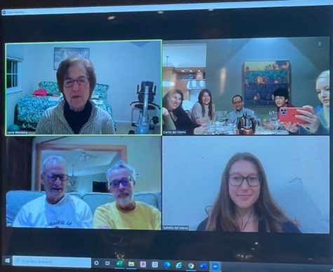 The del Hierro family celebrating a virtual Thanksgiving with Will’s grandmother (pictured top left) and extended family. 