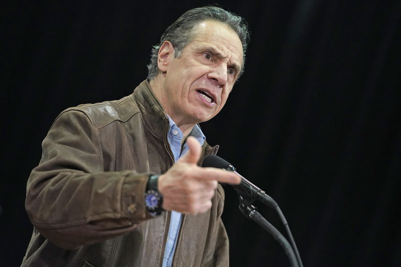 Governor Andrew Cuomo speaking at a press conference about vaccine distribution in New York State on February 24, 2021. 