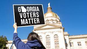 Georgians gather at their states Capitol building as voter suppression legislation is passed.