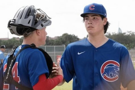 Sean, on the right, in the WWBA World Championship playing for the Chicago Cubs Scout Team