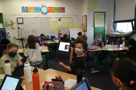 Latin Lower School Students learning with masks on