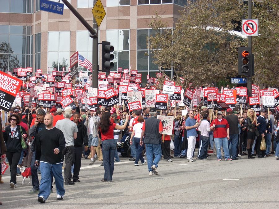 Hollywood writers strike on the famous Avenue of the Stars, fighting for more pay and more recognition.