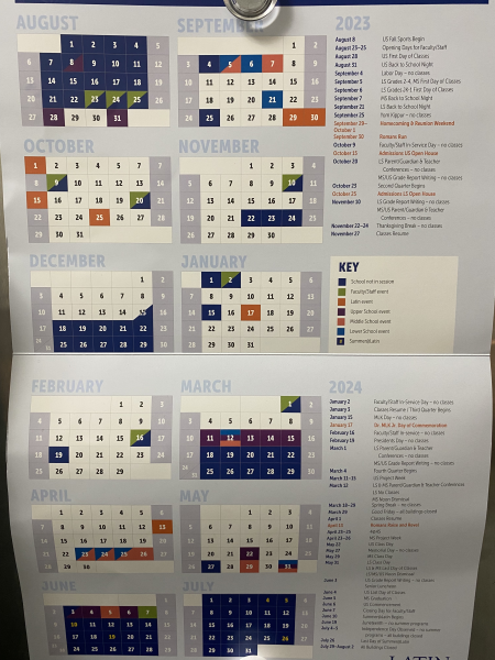 Latins 2023-2024 year at a glance calendar.