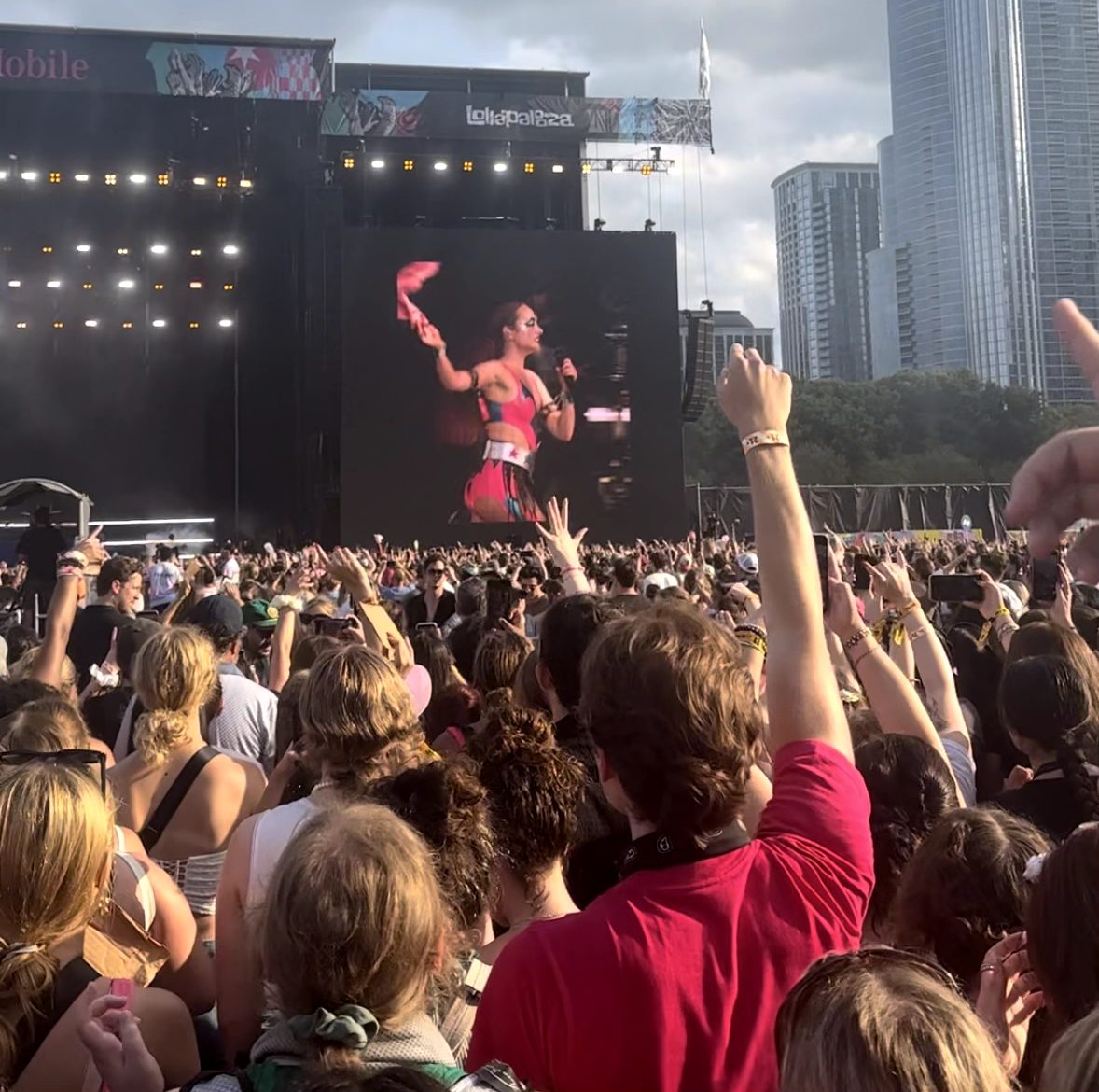 Chappell Roan performs at Lollapalooza in Chicago with a record-breaking daytime crowd.