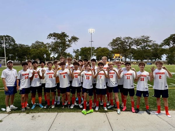 JV Blue soccer team after their win against Parker at Latin's Homecoming