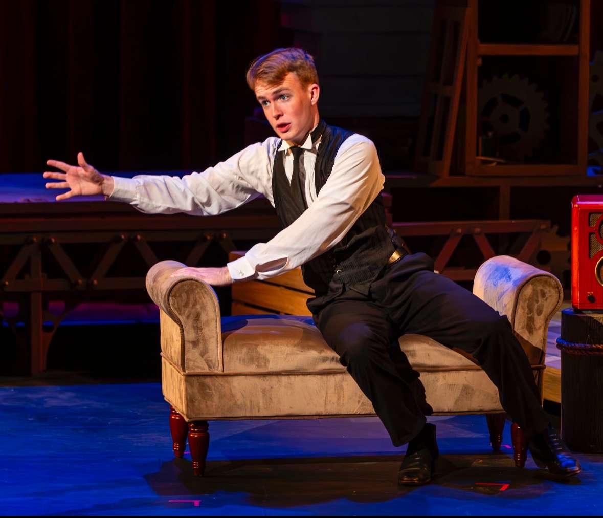 Senior Finn Deeney as Mortimer Mortimer in "Failure: A Love Story," Latin's fall play this year.