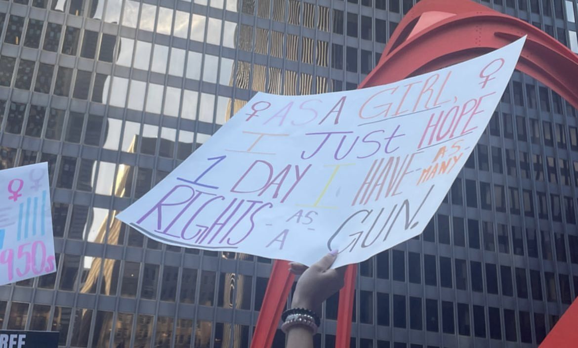 Protest in Federal Plaza in 2022 after the overturning of Roe v. Wade.