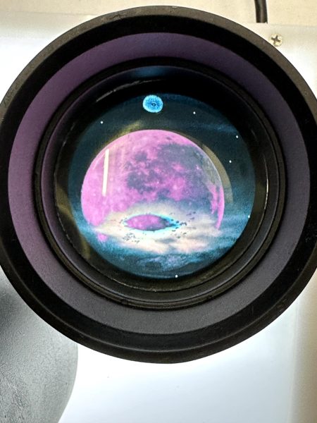 One of Ms. Lialios' "Through the Lens" pieces, featuring a tinted shot of the moon. 