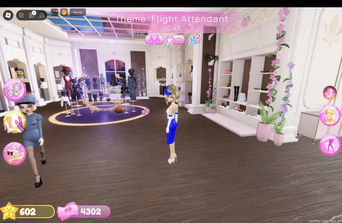 Dress to Impress picking an outfit in the lobby.