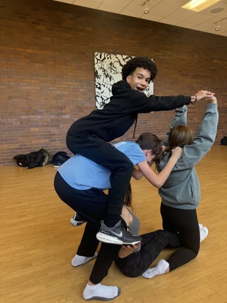 Just Dance students recreate popular pose. 