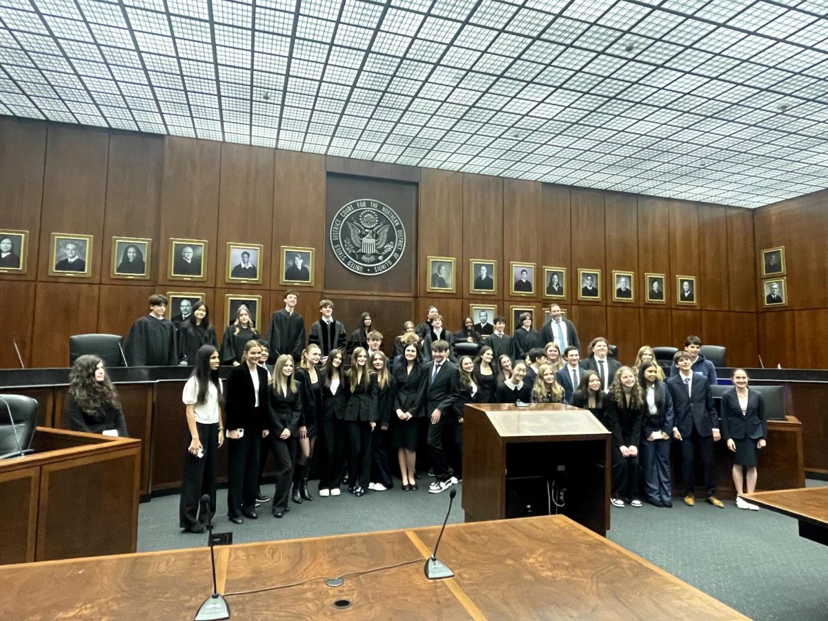 Nazi Mind students gather post-trial.