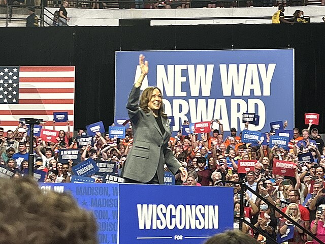 Presidential candidate Kamala Harris at a rally in Wisconsin.