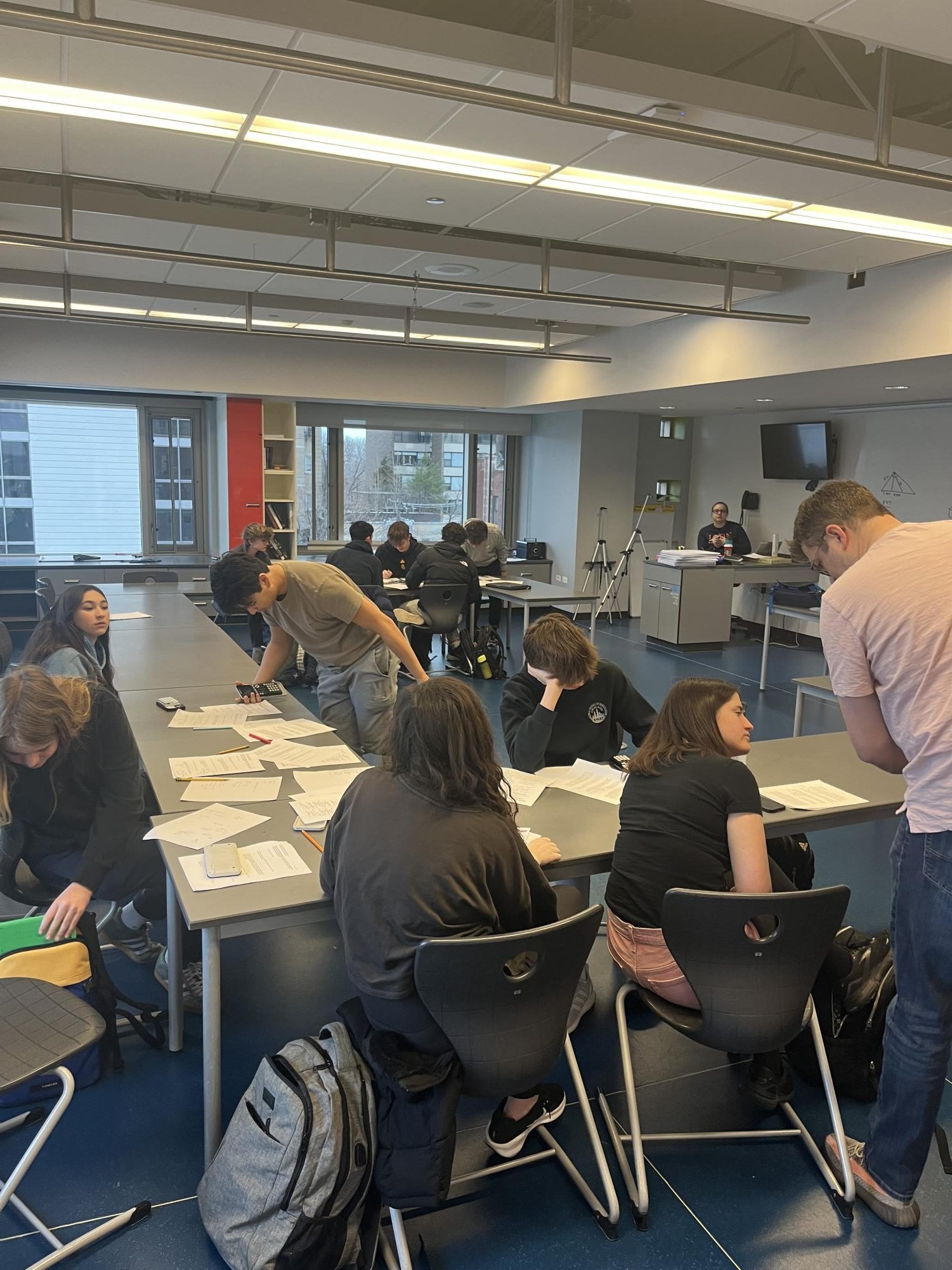 Twelve members of Latin's Math Team practice for a regional competition at 7:15 a.m.