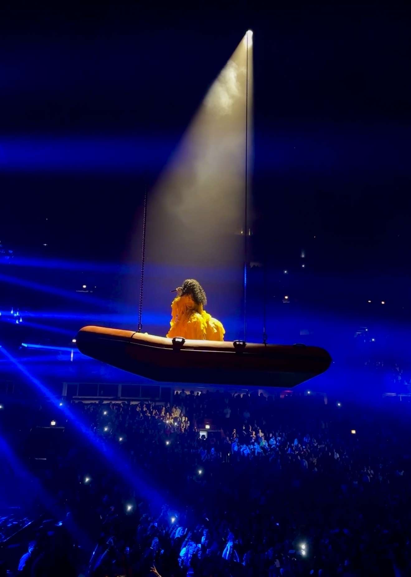 SZA performing at United Center in 2023 for her SOS tour.