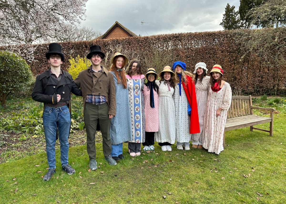 Project Week students dress in Regency Era clothing at Jane Austen’s former home.