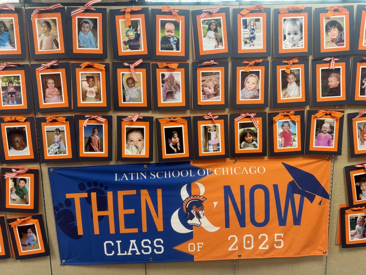 Class of 2025 baby photos on the Then & Now board.