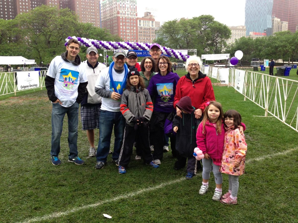 Naomi Herman with her family at the Northwestern Cancer Survivors’ Celebration Walk in June of 2013.