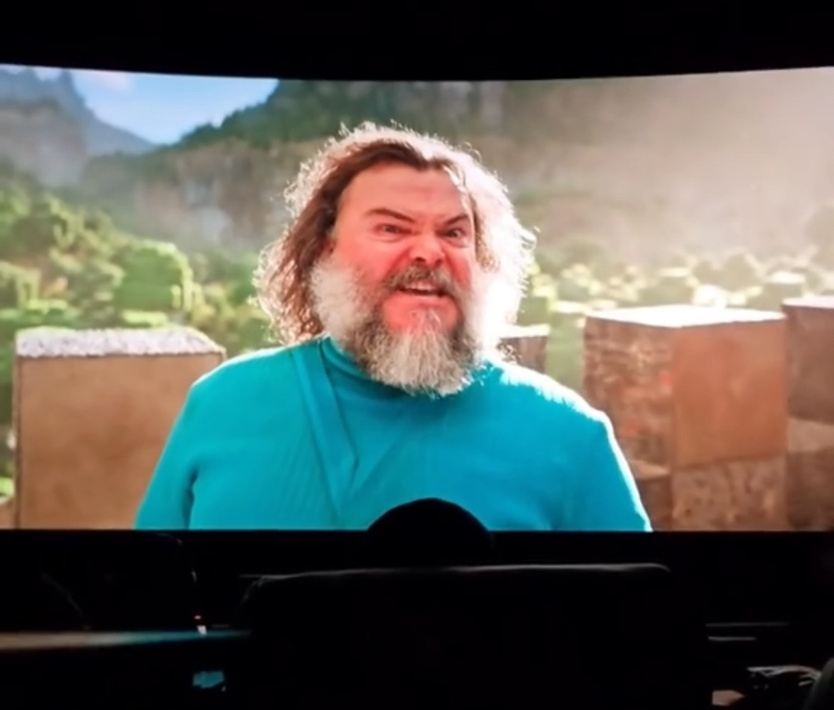 Steve (Jack Black) delivers one of his iconic lines in "A Minecraft Movie."