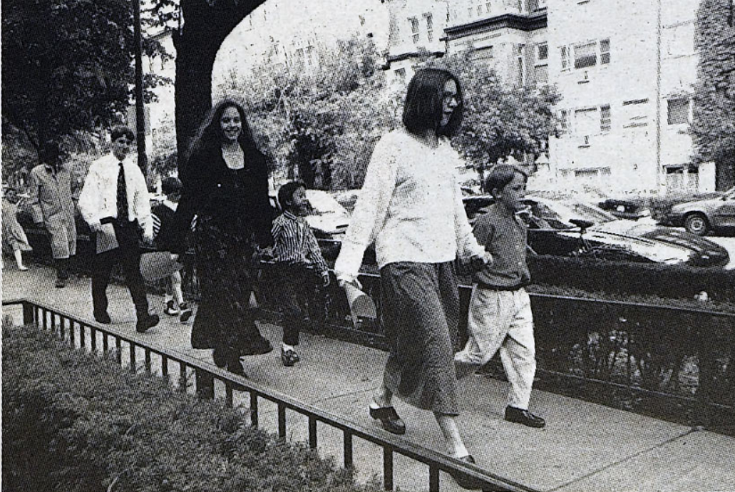 September 1993: Juniors Kaisa Augé, Joree Adilman, and Jason Cohen escort their second grade friends to Convocation.