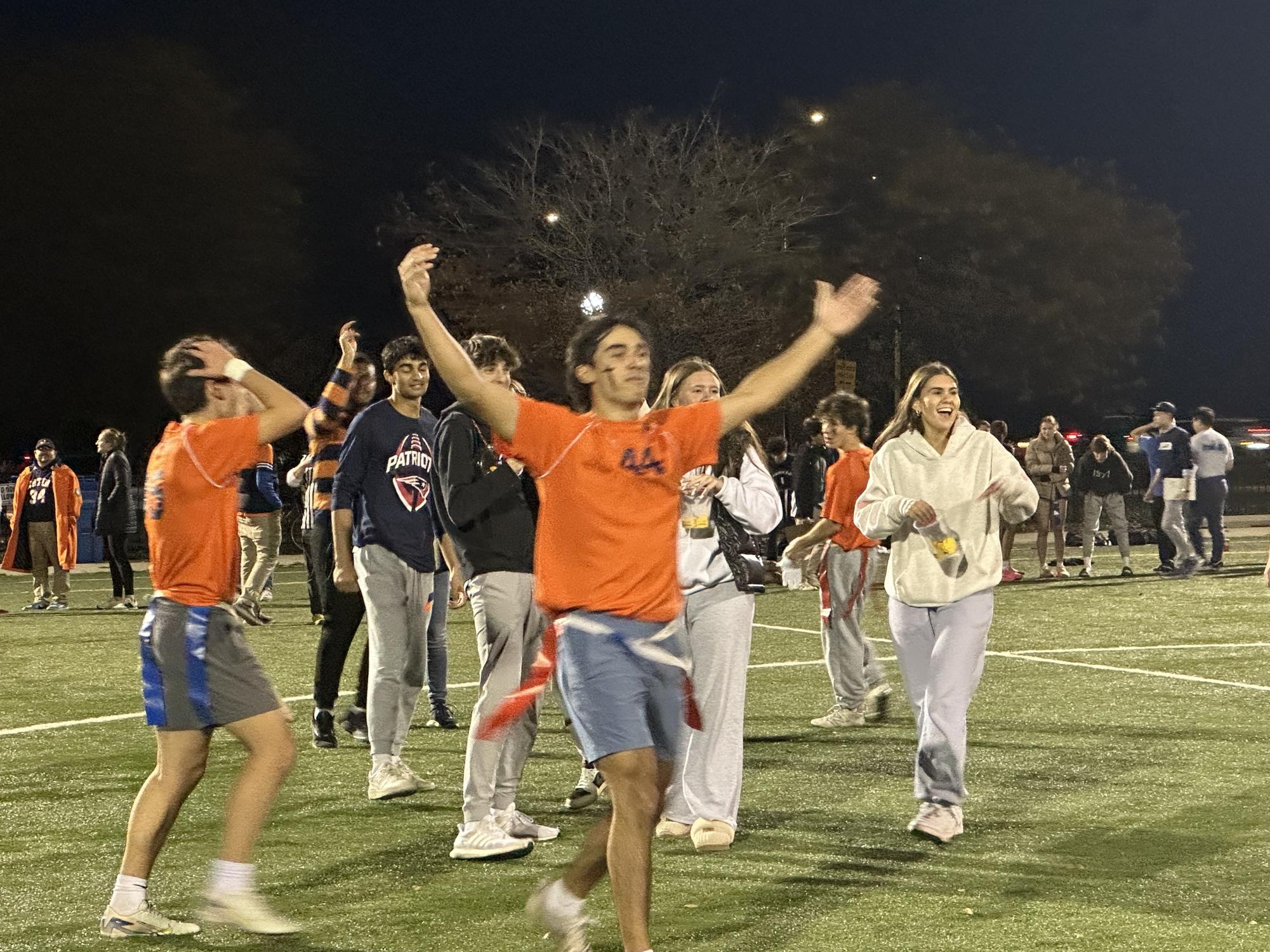 Latin students celebrate the announcement of the Hope Squad raffle winners.