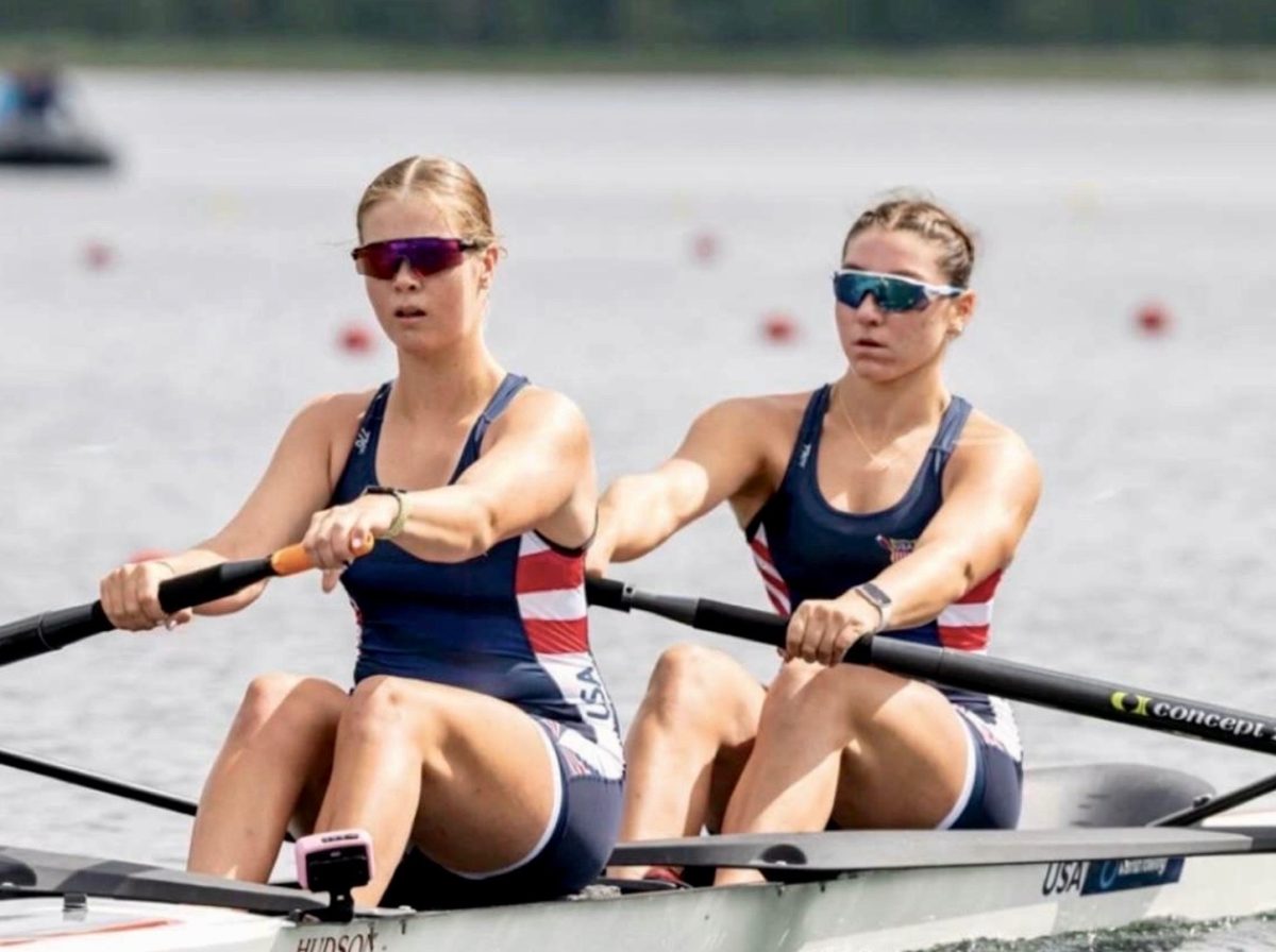 Olivia (right) with her teammate competing in the U19 World Championships.