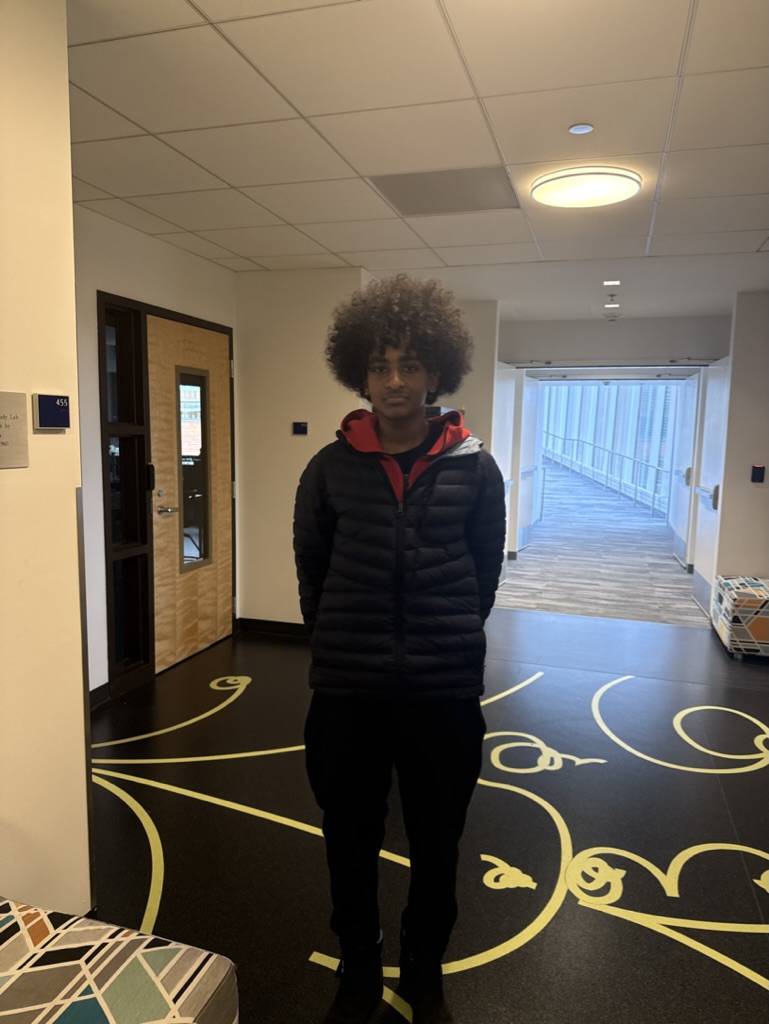 Junior Khalid Hamdoun in the Science Center.