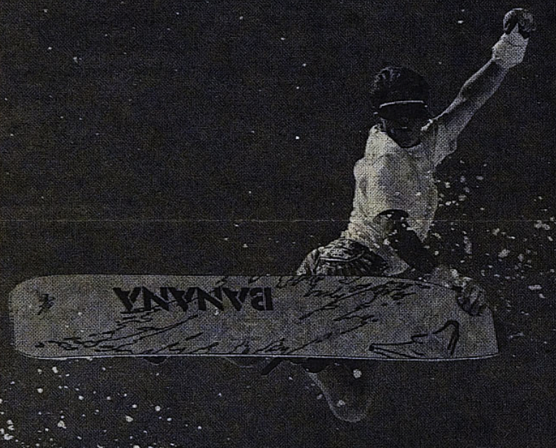 A Latin student snowboards
