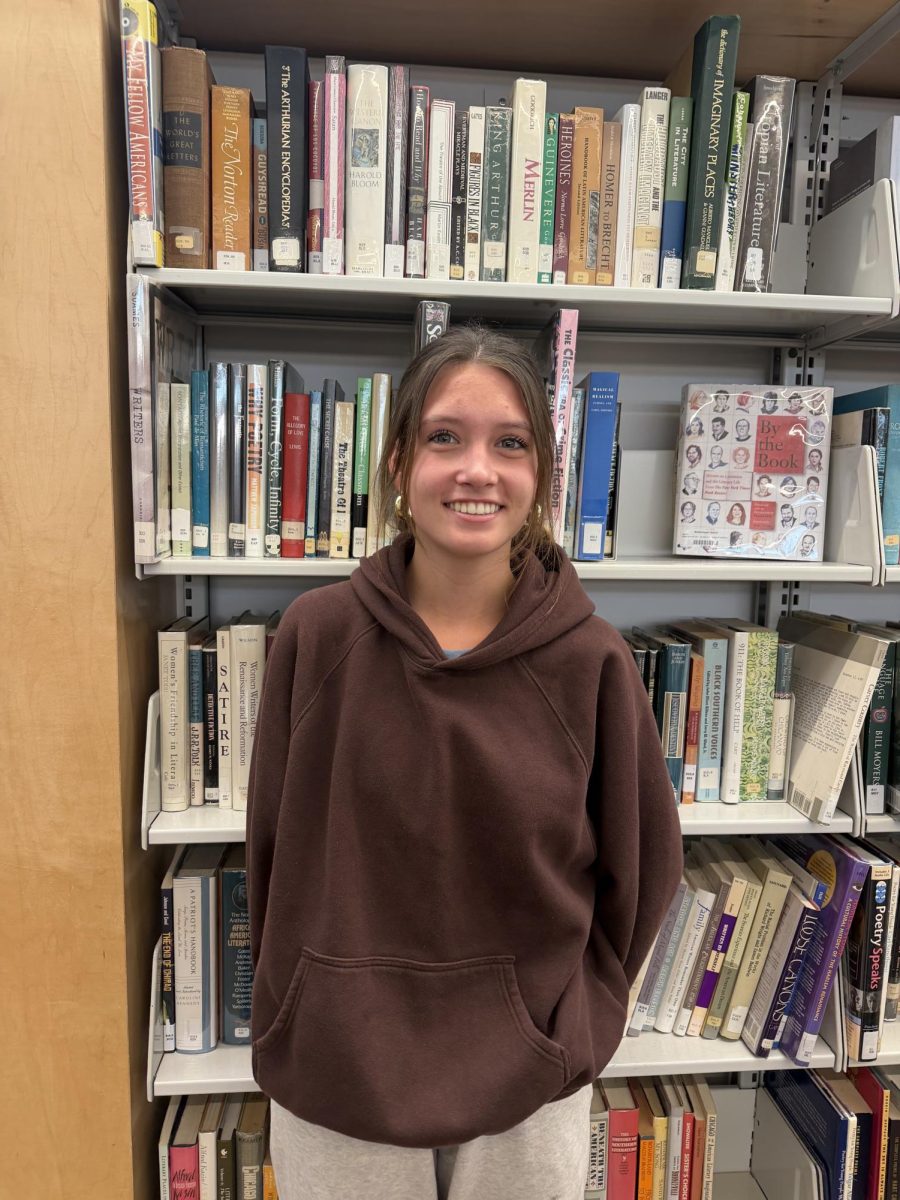 Freshman Margaux Moffat in the Learning Commons.