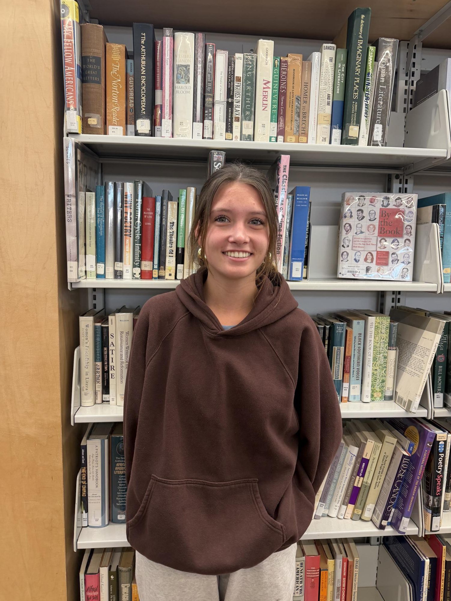 Freshman Margaux Moffat in the Learning Commons.