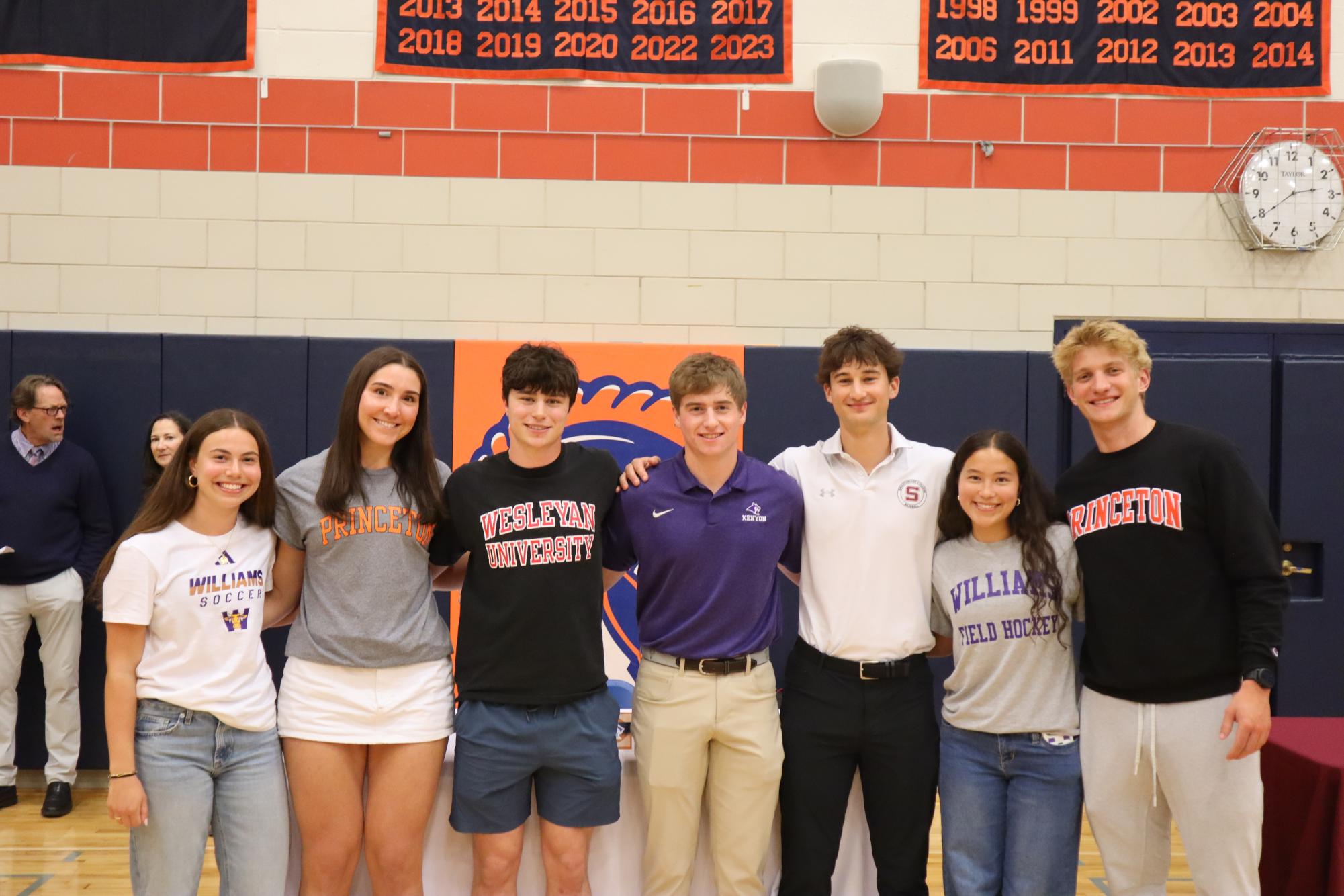 The seven seniors who are committed to play sports in college.