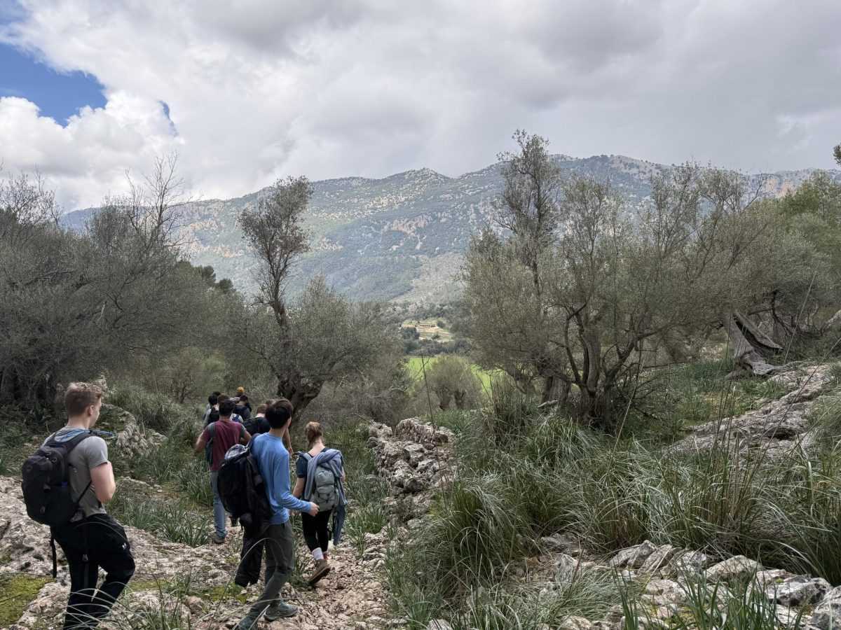Students descend toward the village of Orient.