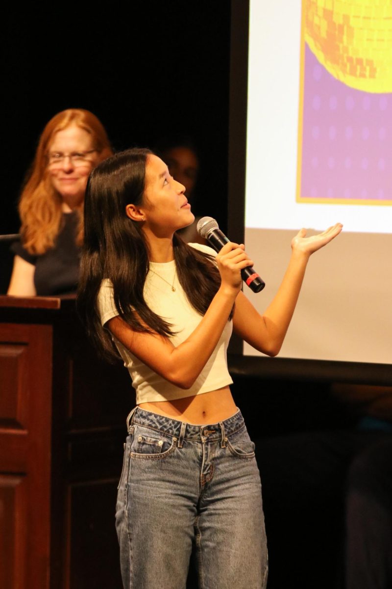Vivian presenting at assembly.