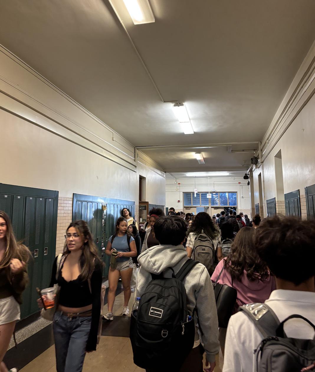 Crowds in the hallway at Lane.