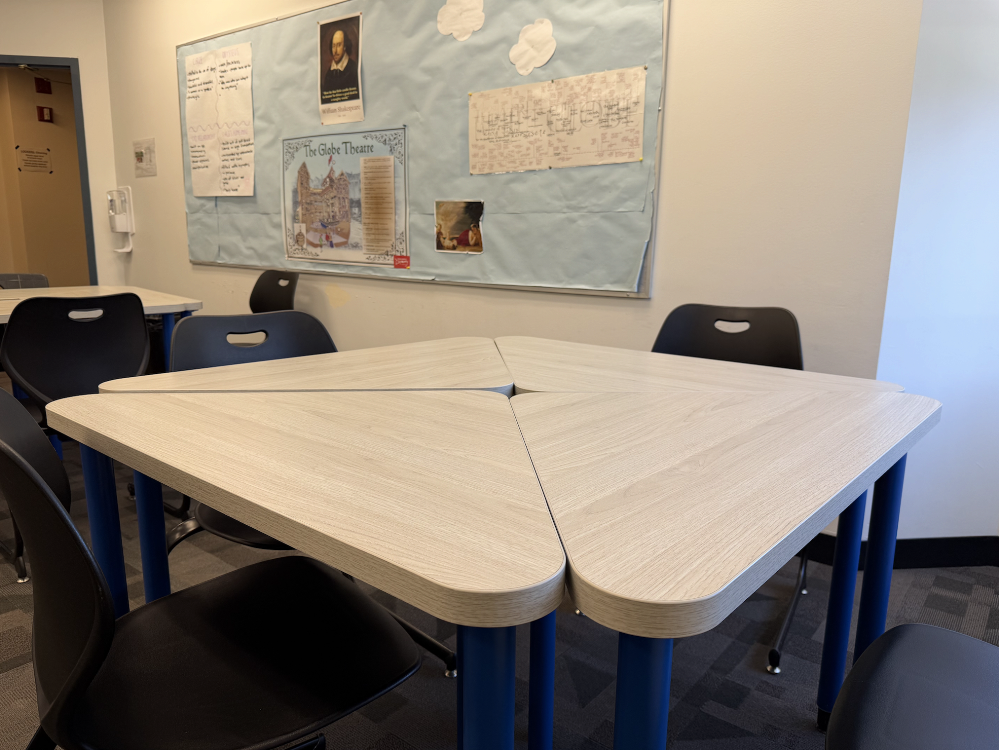 A pod of Dorito Desks in an Upper School classroom.