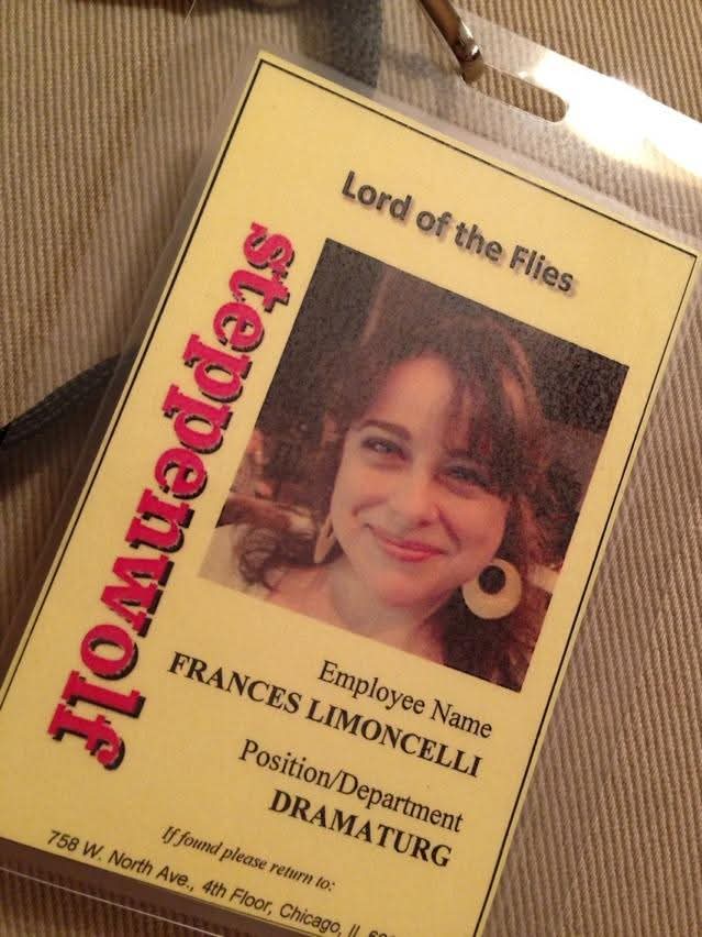 Frances Limoncelli's employee tag from Steppenwolf Theatre.