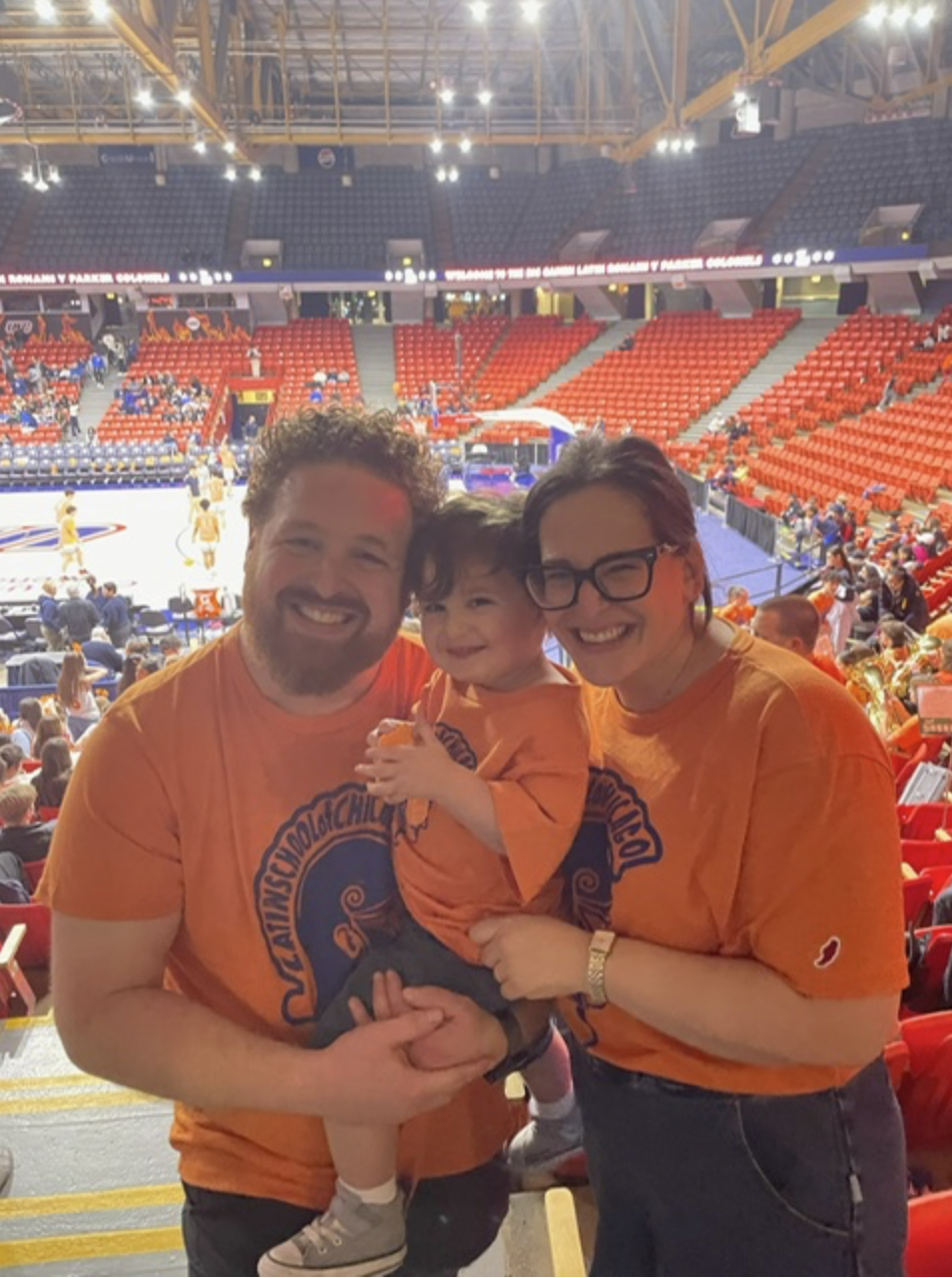 Alexandra Fields, Desi, and Lenny Goldman at the Latin vs. Parker Big Game.